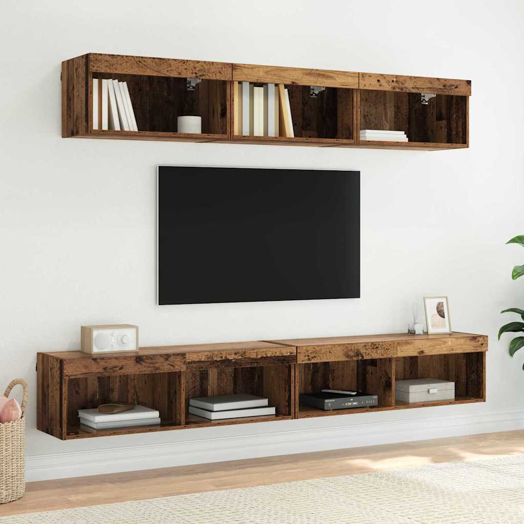 TV Cabinet Set 2 pcs Reclaimed Wood Look 100 x 30 x 30 cm Engineered Wood