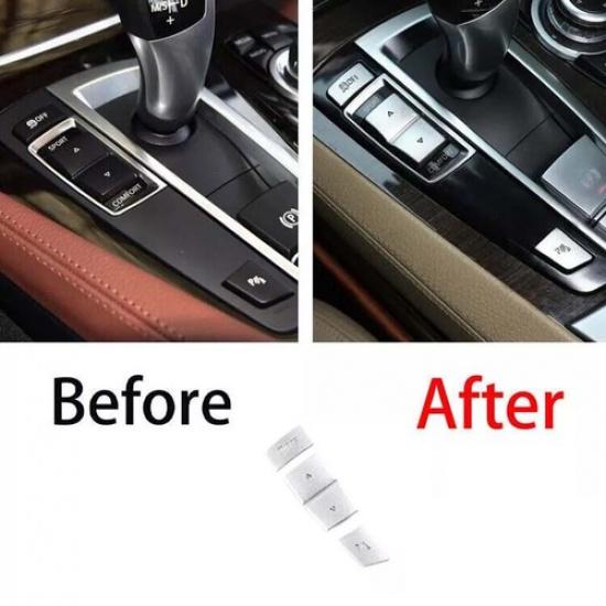 Central Driving Mode Switch Button Trim For BMW 5 Series Silver Aluminum 2011-17