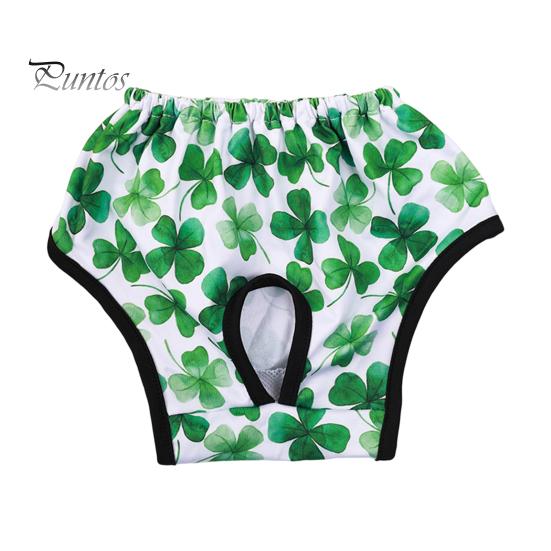 

Менструальные штаны для собак, многоразовые подгузники с принтом для собак, дышащие гигиенические трусики для домашних животных с эластичной резинкой на талии, гигиенические штаны для щенков для кошек и собак S зелёный