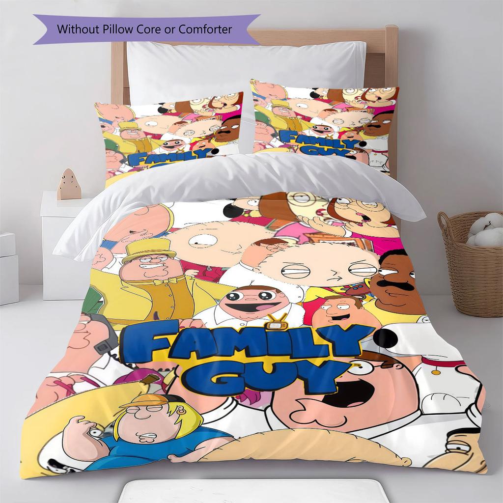 Family Guy Pattern Bedding Home Decoration Birthday Gift ( 1 Duvet Cover + 2 Pillowcase, Without Core),fan Merchandise.