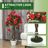 Set of 2 Artificial Plants White Rose Floral In Pot, Fake Plants for Home Indoor Decor, 90cm, Red