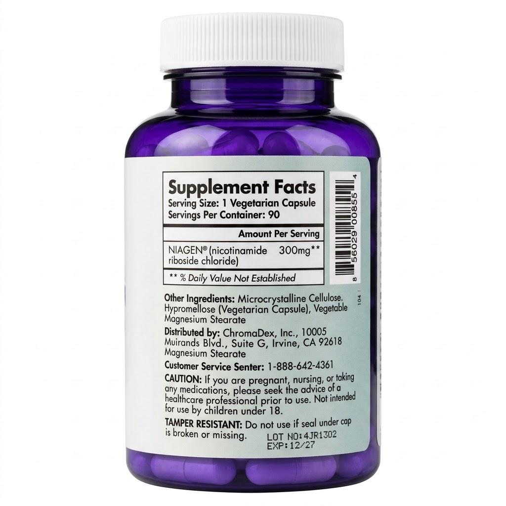 Suplement NAD+, 300 mg Niagen, 180 porcji | Rybozyd Nikotynamidu (NR)