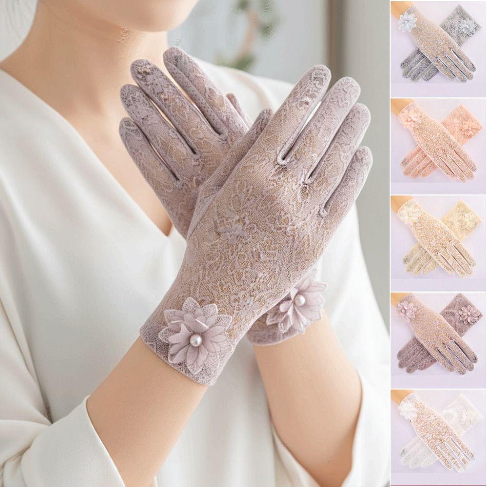 Full-finger Design Women Sun Protection Gloves Lace Summer Sunscreen Gloves Party Wear