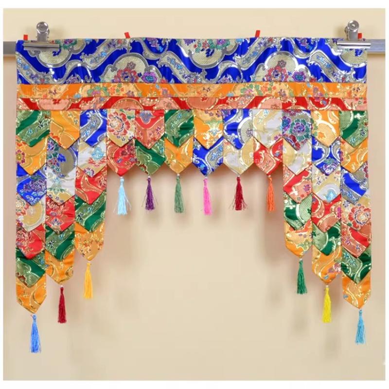 

Tibetan Buddhist Hall Curtain Household Five-color Ladder Background Hanging Curtain Cloth Auspicious Door Frame Decorative