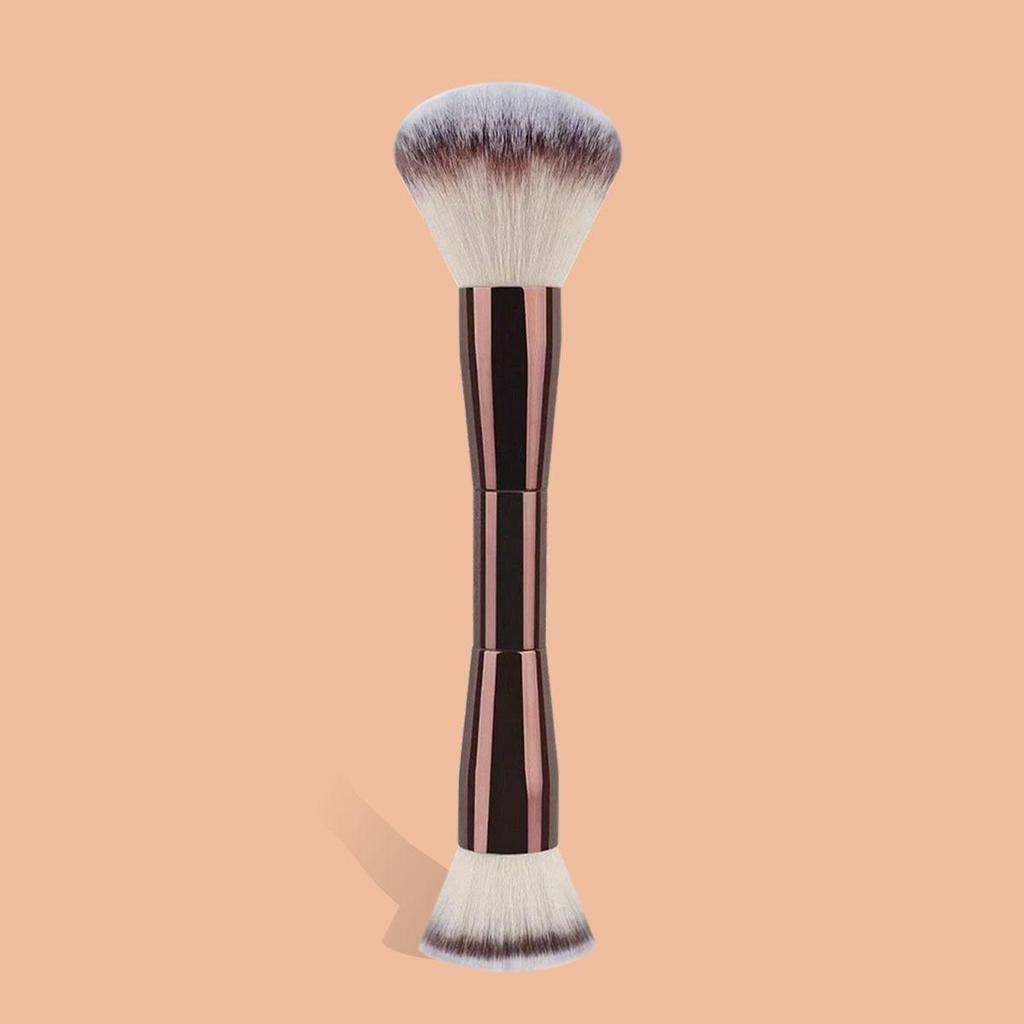 3-Piece Dual-Ended Makeup Brush Set: Foundation & Powder - Multifunctional Soft Bristle Brushes