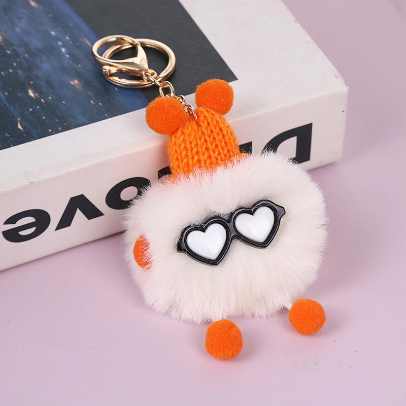 1PC Elfin Cute Backpack Charm Multicolor Plush Handbag Decoration Small Briquettes Keychain Key Chains