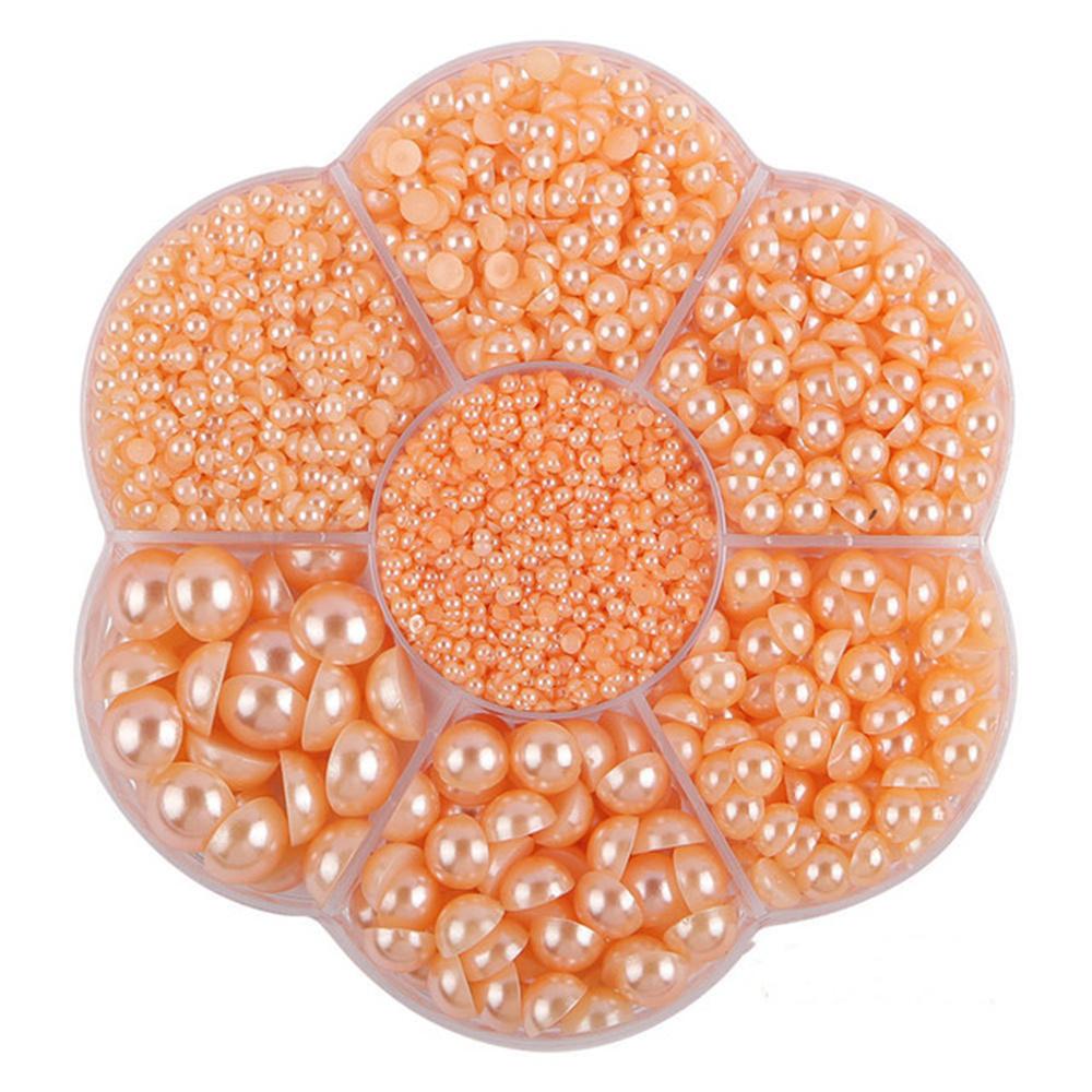 Mixed Size 7 Grid Box Half Pearl Flat Bottom AB Imitation Pearl Accessories Headwear Hair Accessories Clothing DIY Rod Diameter