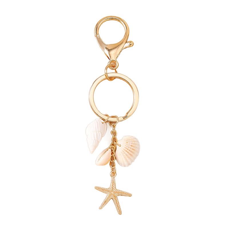 Seashell Keychain, Beach Keychain, Seashell Bag Charm, Cute Starfish Seashells Conch Keyring, For Teens Adults Beach Key Ring