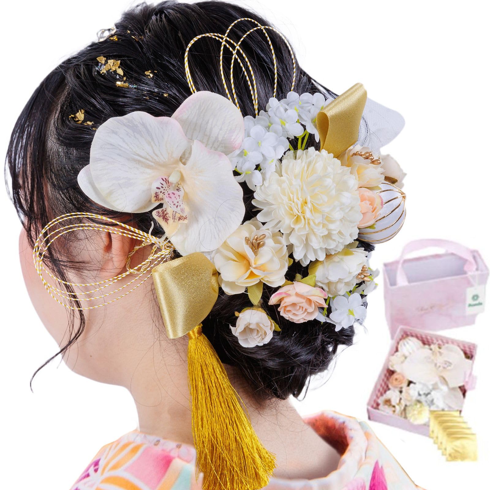 

Best Hit Award Puanela Hair Phalaenopsis Gold Leaf Carrying Box Included x [Reiwa Winner] Ornament, Coming-of-Age Ceremony, Kimono, Wedding,