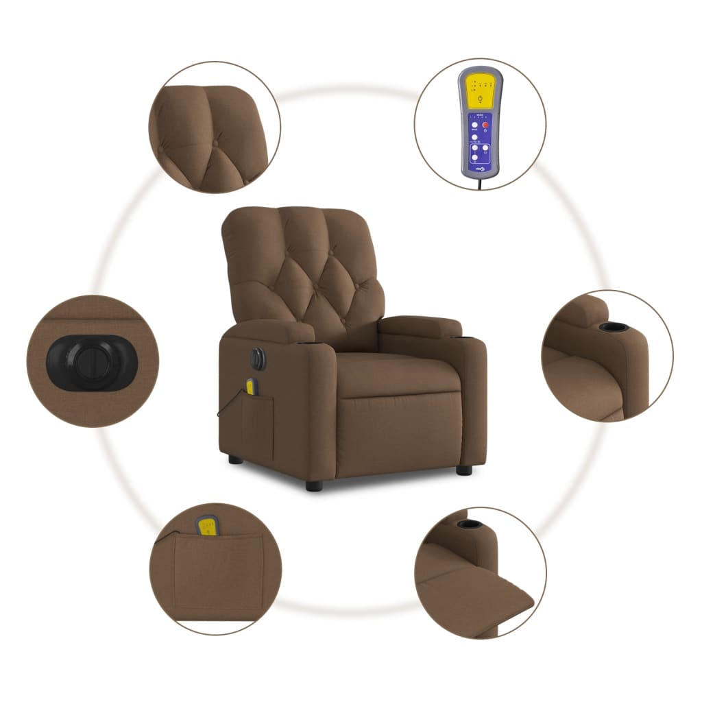Electric Massage Chair Brown Fabric