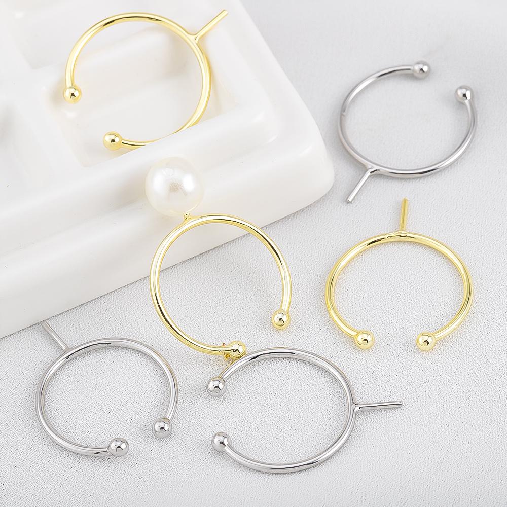 14K Plated Blank Ring Setings Fit Sticky Pearl Ring DIY With Pin Needle Holder Adjustable Live Ring Base Empty Holder Accessorie
