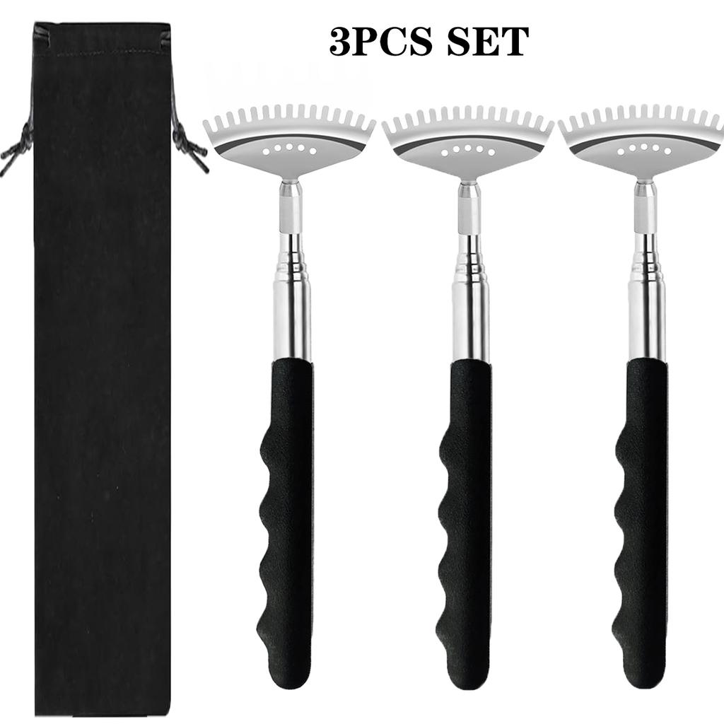 5-Section Telescopic Back Scratcher – Concave/Convex Grip, 15-Rake Stainless Steel, Portable Massager, Great Birthday & Christma