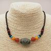Tibetan Ethnic Three-Eyed Dzi Clavicle Necklace - Unisex Spring/Summer Accessory