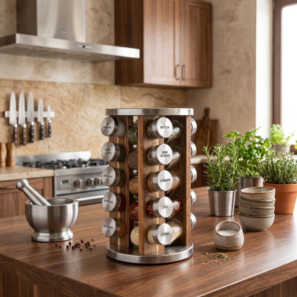 ROTOR Rotating Spice Rack, Natural Silver
