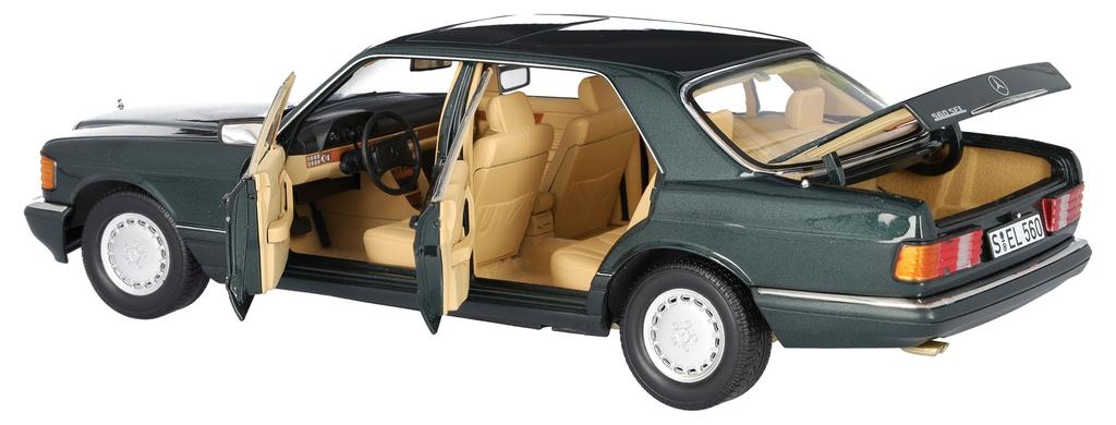 Genuine 560 SEL V126 Scale Spruce Green [Mercedes-Benz Collection] 1/18