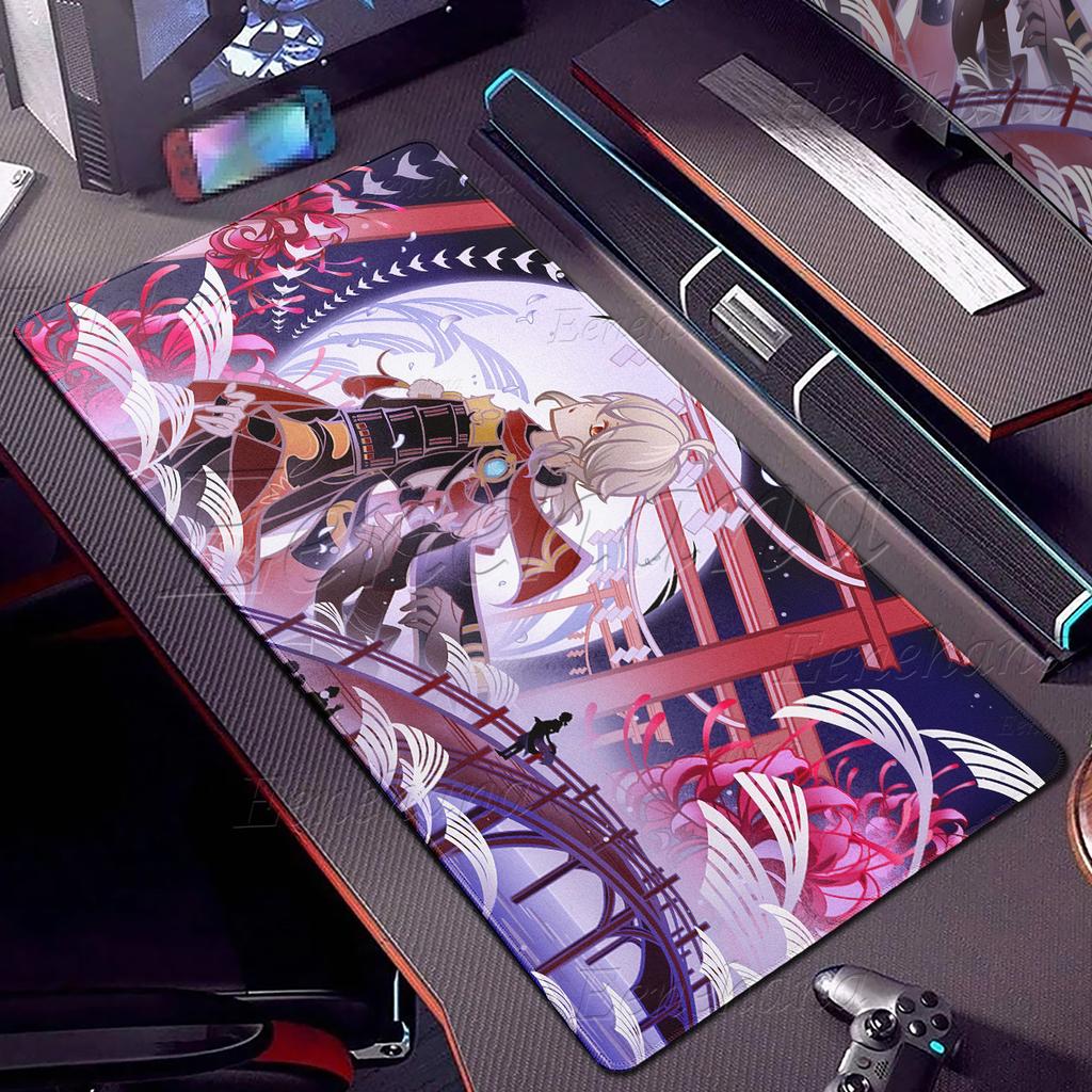 Genshin Impact Mauspad Anime Ästhetik Gaming Verriegelungskante Großes Computerspiel Großes Gummi-Mauspad Laptop-Matte Schreibtischzubehör