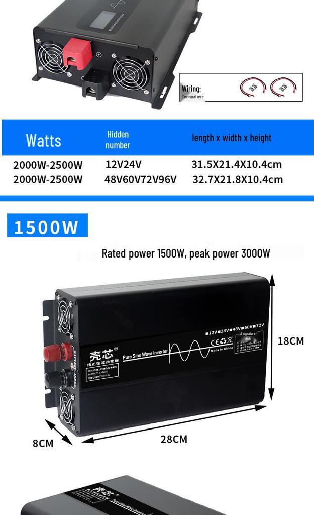 European Standard Pure Sine Wave Inverter, 12V-96V to 110V 60Hz, 500W-5000W Household Use
