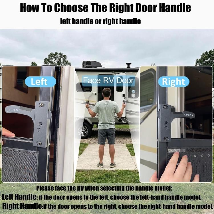 Travel Trailer Entry Handle Replacement Set for Screen Door Use with Right Side Hardware and 6 Mounting Screws Included Pack Support