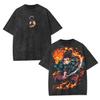 Japanese Anime Demon Slayer Graphic T-shirt Kamado Tanjirou Washed Oversized T Shirt Men Women Clothing Cotton Short Sleeve Tees