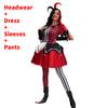 Halloween Female Clown Cosplay Outfit With Red Dress And Headpiece For Themed Parties