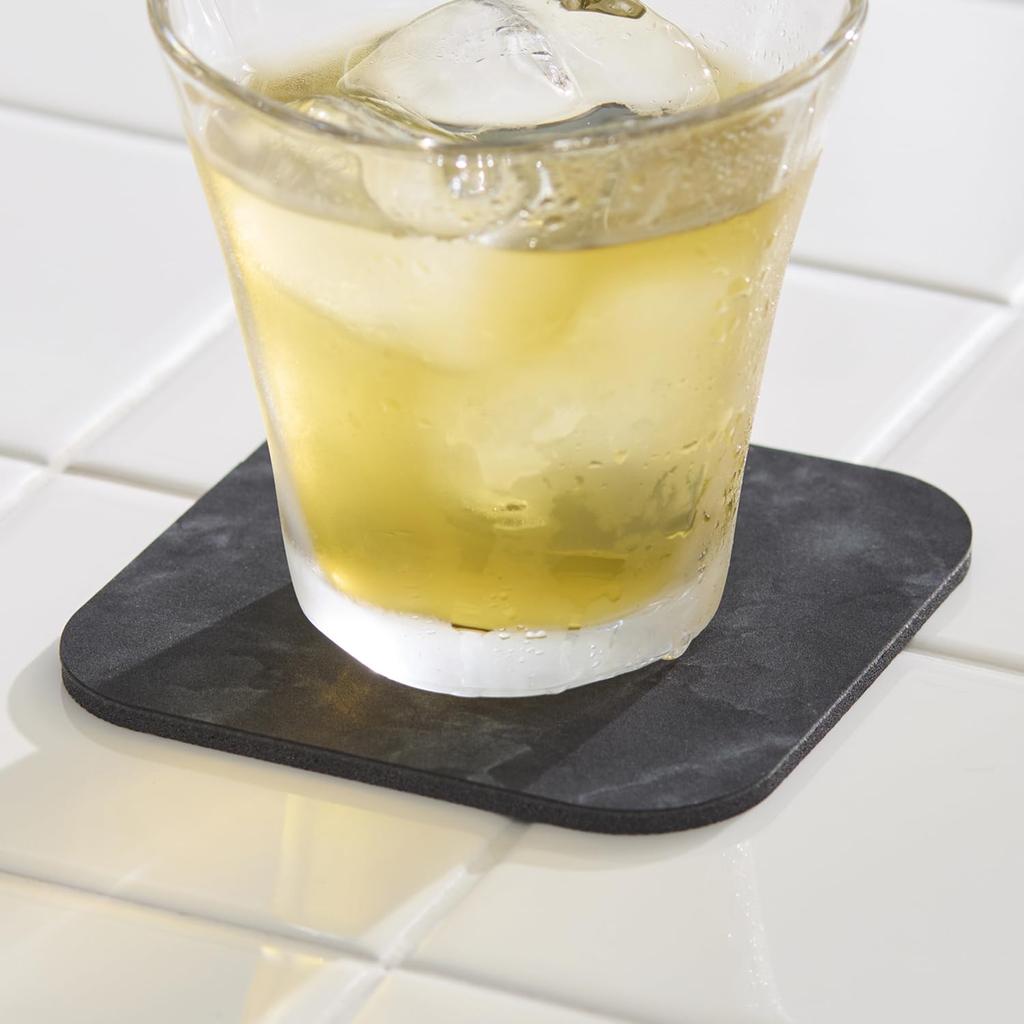 Asahipen Lava Untersetzer, Weiche Ausführung, 10cm Breit x 10cm Tief x 0,4cm Dick, Marmor, YCS-02, Tassenhalter, Wasserabsorbierend, Schnelltrocknend, Schimmelresistent,