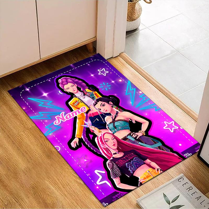 Custom Name Powerful KPop Fashion Rug for Living Room, Game Rooms, Office, Bedroom, Floor Mat Playful Design, Fan Gifts Christmas Decor
