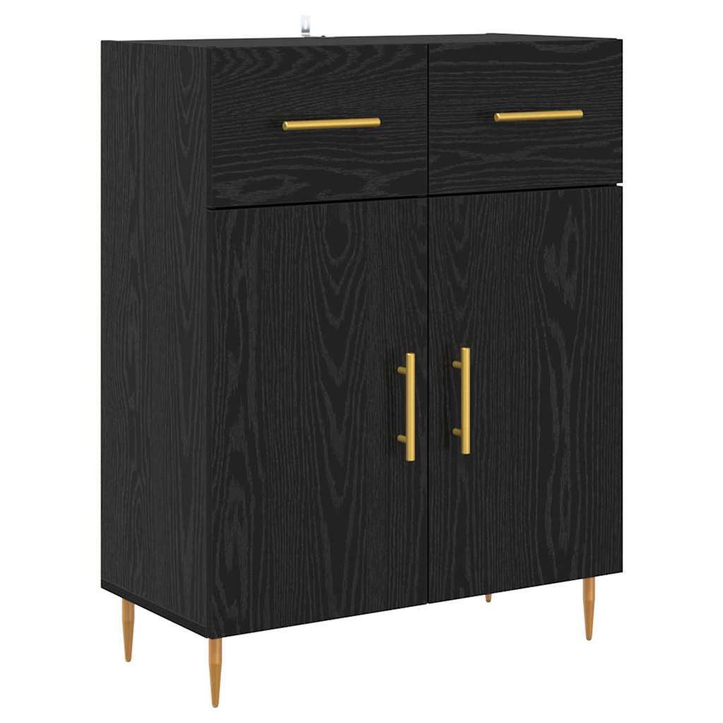 Highboard Black Oak Effect 69.5 x 34 x 180 cm Engineered Wood