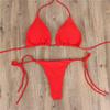 Women's Swimwear Solid Color Bikini Set Halter Sexy Thong Brazilian Beachwear Bathing Suits
