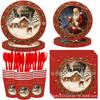 Christmas Themed Party Paper Plates Tissue Supplies Holiday Disposable Party Tableware Decorative Paper Plates Paper Cups