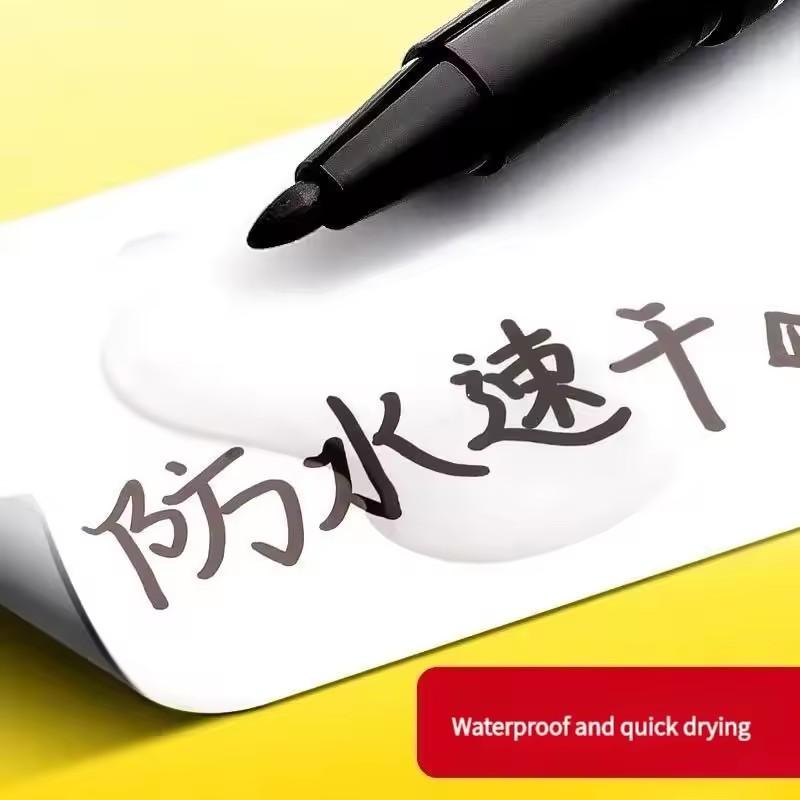 10Pcs/set Double Tip Art Black Blue Ink Permanent Paint Marker Pen for Plastic Wood Stone Metal Glass Doodling Marking Graffiti