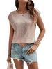 2024 Women's Round Neck Glitter Sequin Cap Sleeve T-Shirt