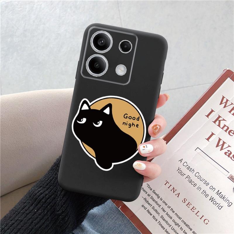 Funny Cat Patterned Soft Black Silicone Phone Case For Samsung Galaxy A55 A54 A34 A15 S24 Xiaomi Redmi Note 13 Pro Camera Shockproof Protective Cover