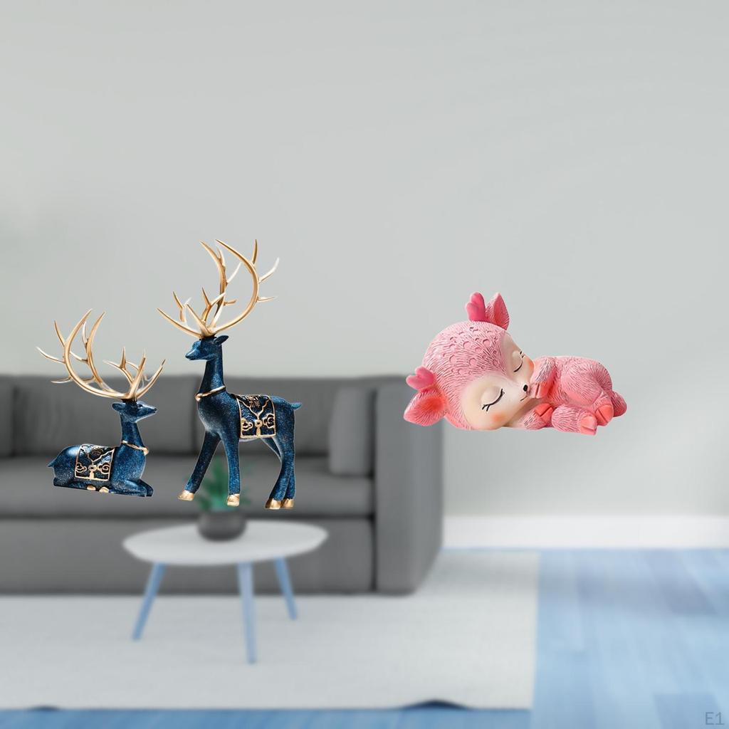 Reindeer And Sleeping Deer Figurines for Home Office Kitchen Dining Tabletop Decoration Fine