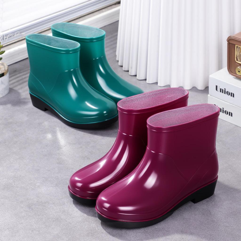 Damen Rutschfeste Samtige Regenstiefel - Niedrigschaft, Verdickte Sohle für Outdoor-Einsatz, Kostenloser Versand