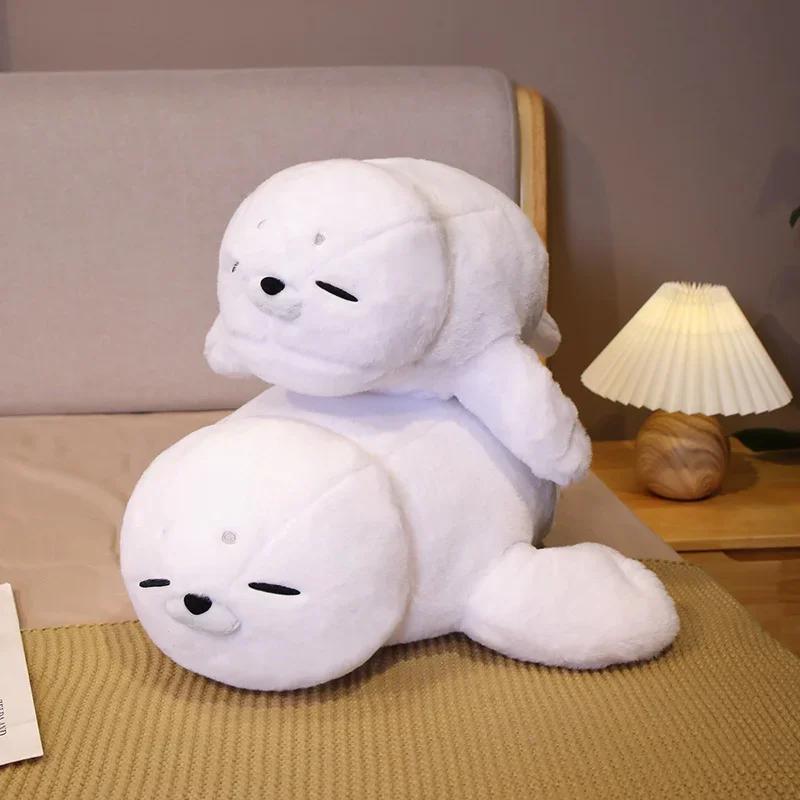 5060Cm Cute White Seal Plush Toy Lifelike Stuffed Marine Life Seal Soft Doll Simulation Seal Pillow Kids Toys Birthday Gift