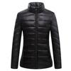 Womens Short Puffer Jacket Slim Fit Lightweight Winter Cotton Coat Solid Color Stand Collar
