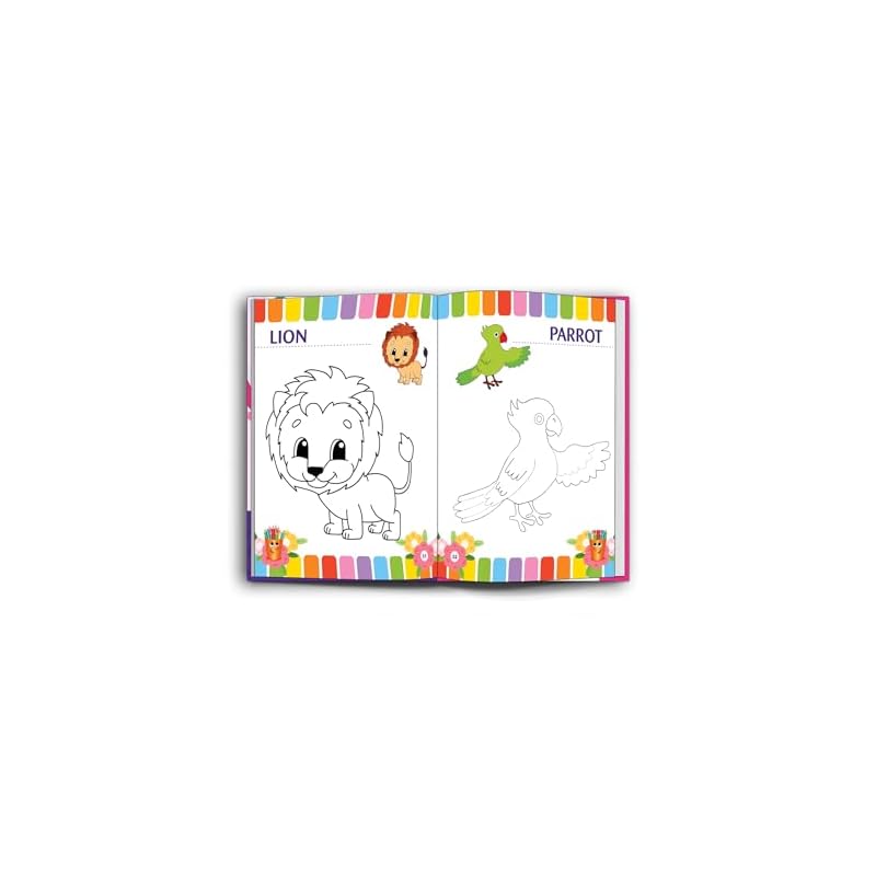My First Colouring Book For Kids + Colour With Crayons  Perfect Gift to Children, Drawing and Coloring Activity, Animal, Flowers, Transport, For 36