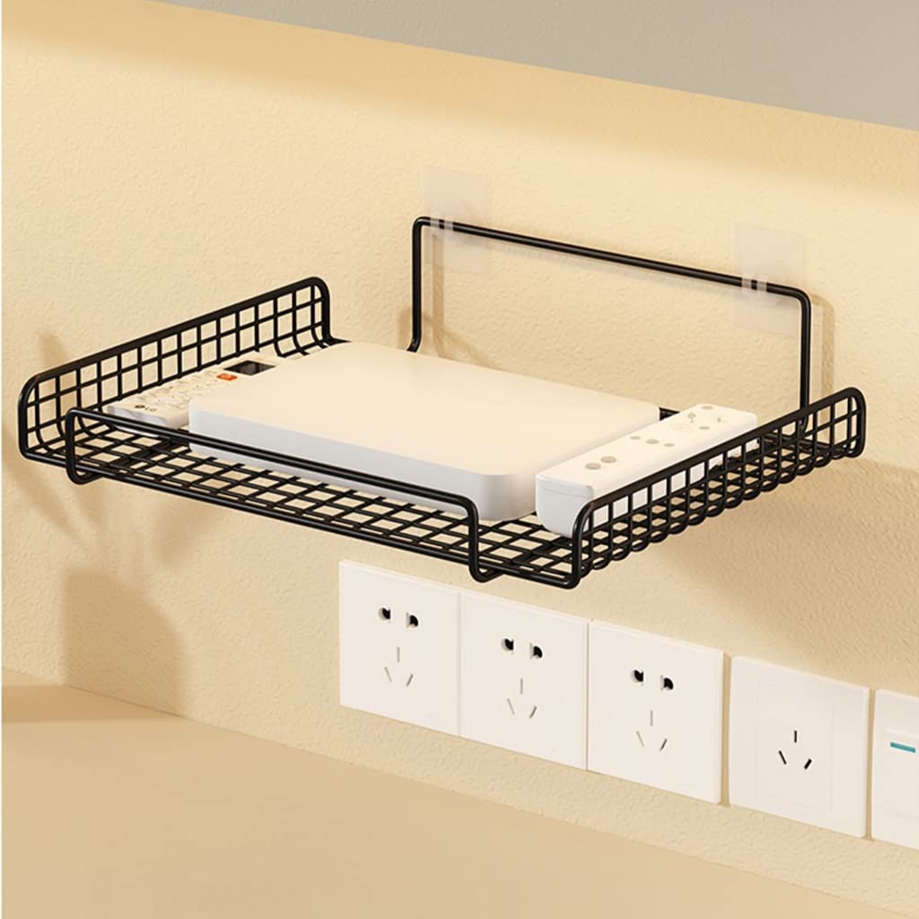Router Wall Hanging Shelf Projector Shelf Wall Mount Floating Shelves Punching-Free Storage Rack for Bedroom Living Room