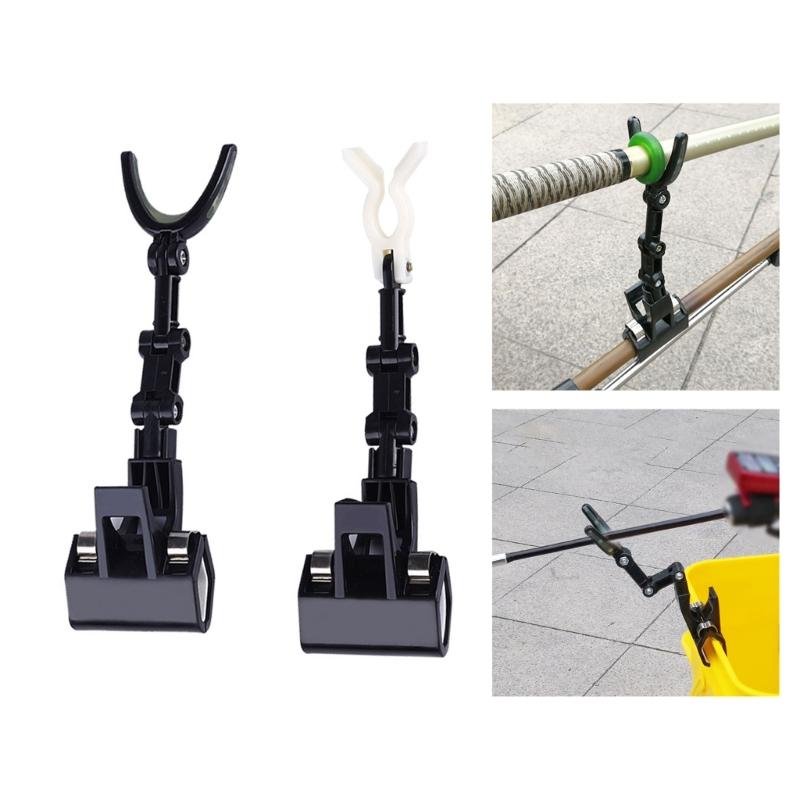 Bridge Raft Fishing Rod Holder, 360 Degree Rotations Adjustable Fishing Rod Rack Large Clamp Foldable Fishing Rod Holder