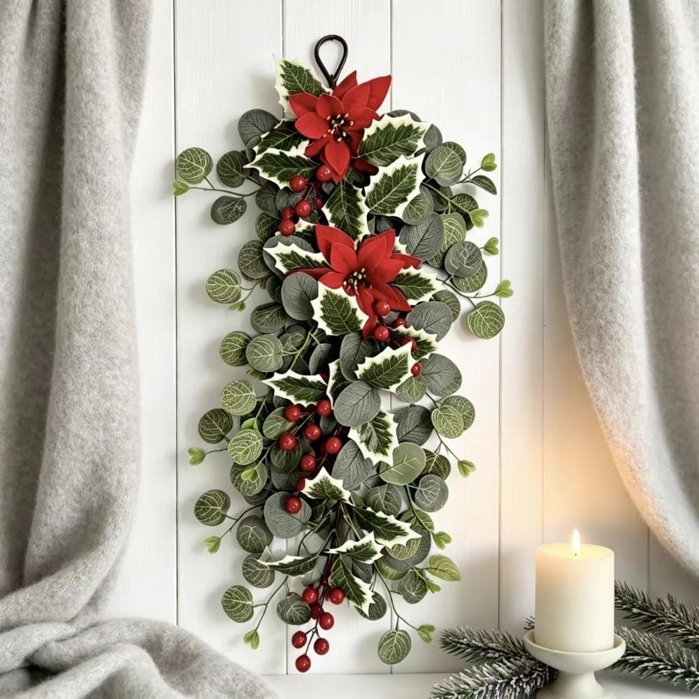 Faux Flower Artificial Eucalyptus Leaves Wall-Mounted Hanging Ornament Christmas Festive