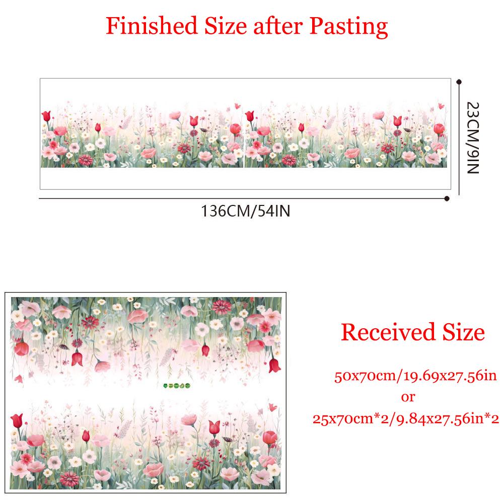 Creative Plants Wall Decals Pink Flowers Roses Baseboards Wall Stickers Decoration for Living Room Bedroom Waistline Home Decor