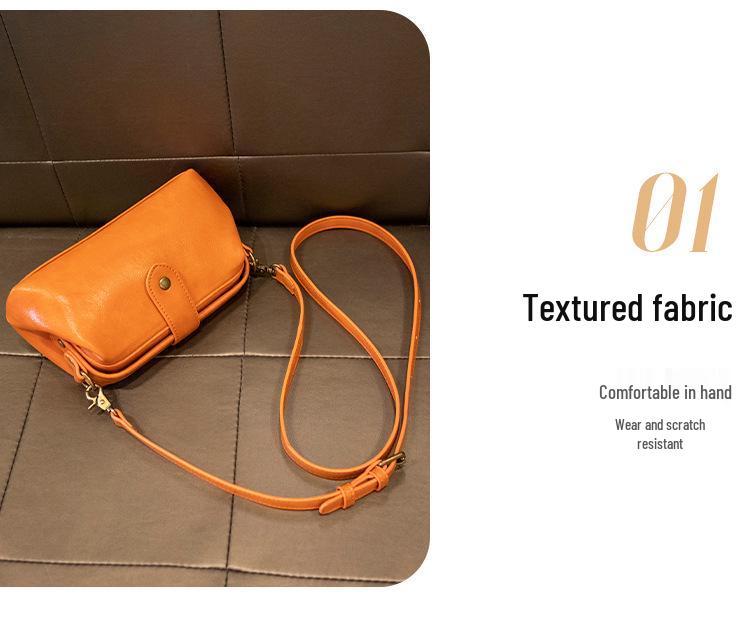 2025 Summer Women's Soft Leather Gold Shell Messenger Bag - Retro Style for Trendy Taiwanese Fashion