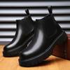 2024 Korean British Style Men's Casual High-Top Leather Boots - Retro Minimalist Slip-On Ankle Boots