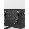 Crocos Black Quilted 3 Compartment Zipper Closure Lined Hand Arm And Shoulder Bag With Chain Strap