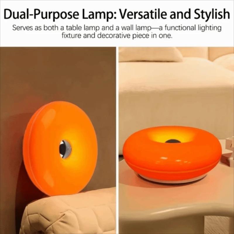 Round Donut Shaped Rechargeable Wall Lamp Touch Dimmable Night Light for Living Room Bedroom Study Indoor Ambient Decor Table Lamp