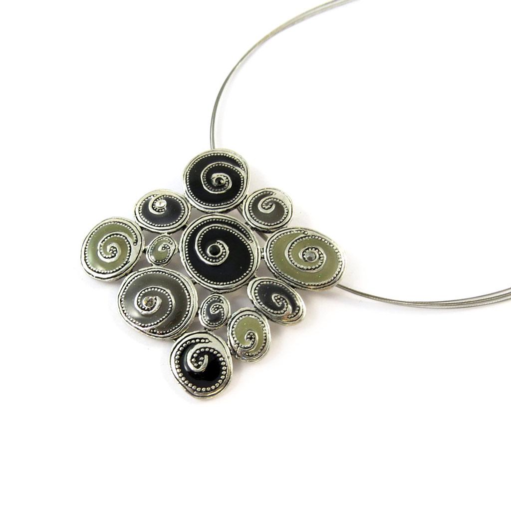 Les Trésors De Lily [C5465] - Gray 'Snails' Designer Necklace