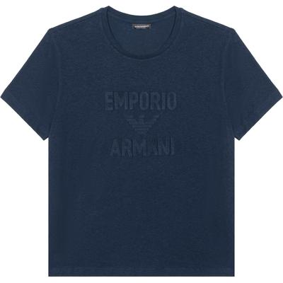 Letter Embroidered Round Neck Pullover Short Sleeve T-Shirt Men Tops Navy-Blue 211818-4R485-06935