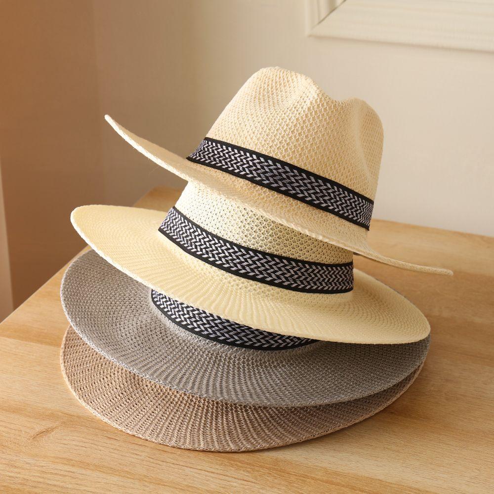 Wide Brim Straw Hat Leisure Summer Cap Jazz Panama Fedora Fashion Travel Leisure Sun Hat For Women Men Simple Style 2022 New