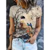Fashion Women Retro Flowers and Trees Patterns Print T Shirt Funny Casual O-neck Short Sleeves T-shirt Summer Female Tee Shirt