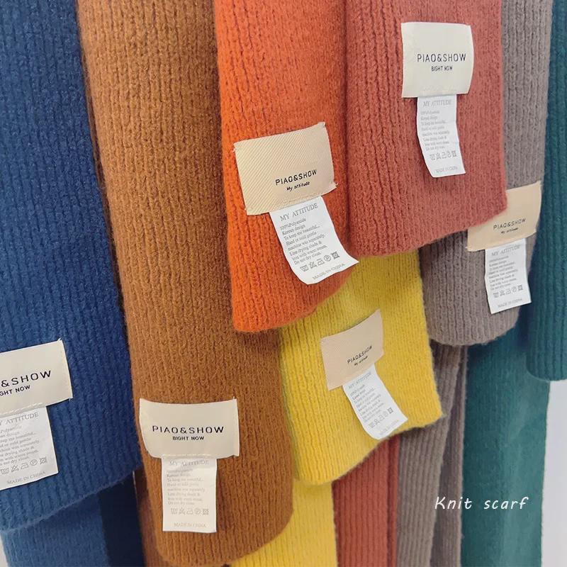 

Unisex Korean Style Handmade Knitted Scarf: Pure Color, Warm, Thick for Winter
